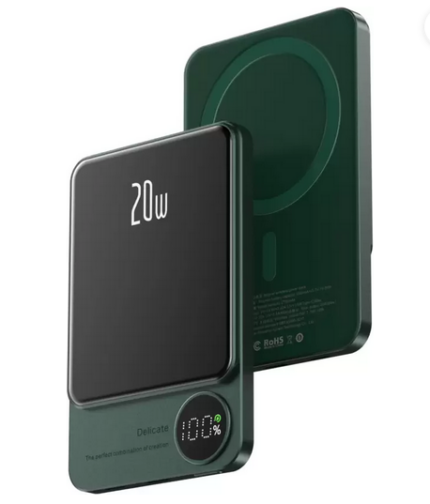 Rasta 10000 mAh 20 W Wireless With MagSafe Ultra Slim Pocket Size Power Bank  (MagSafe , Green, Lithium-ion, Power Delivery 3.0 for Mobile)